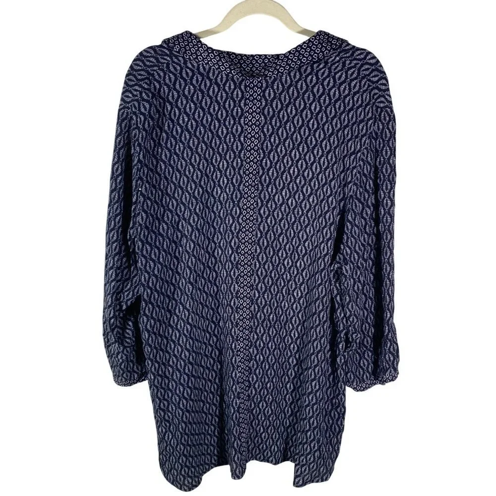Habitat Clothes To Live In Navy & White Button Down Tunic Shirt Geometric XXL - Picture 3 of 10